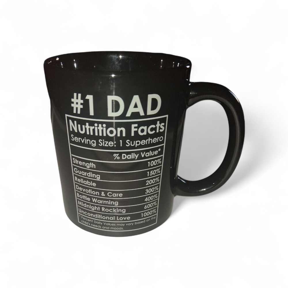 Amazon Black #1 Dad Nutrition Facts Coffee Mug
